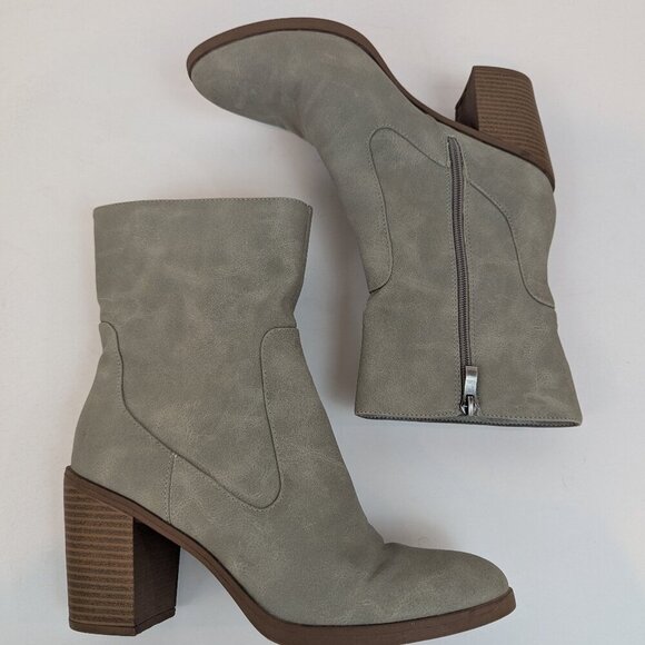 Maurices Addison Mid Ankle Block Heel Booties in Gray, Sz 8.5 - Picture 1 of 5